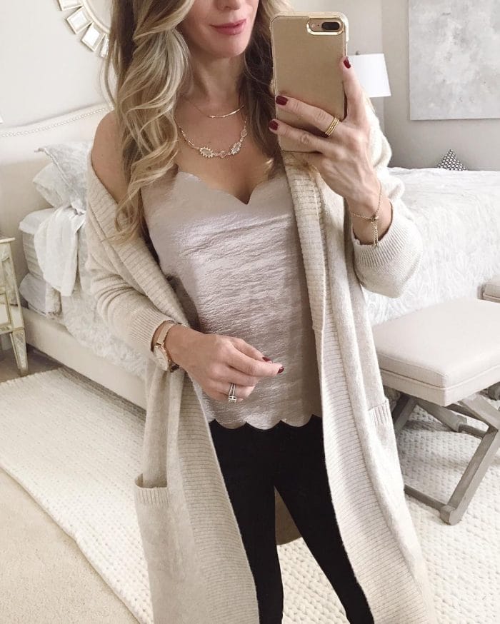 scallop cami and cardigan