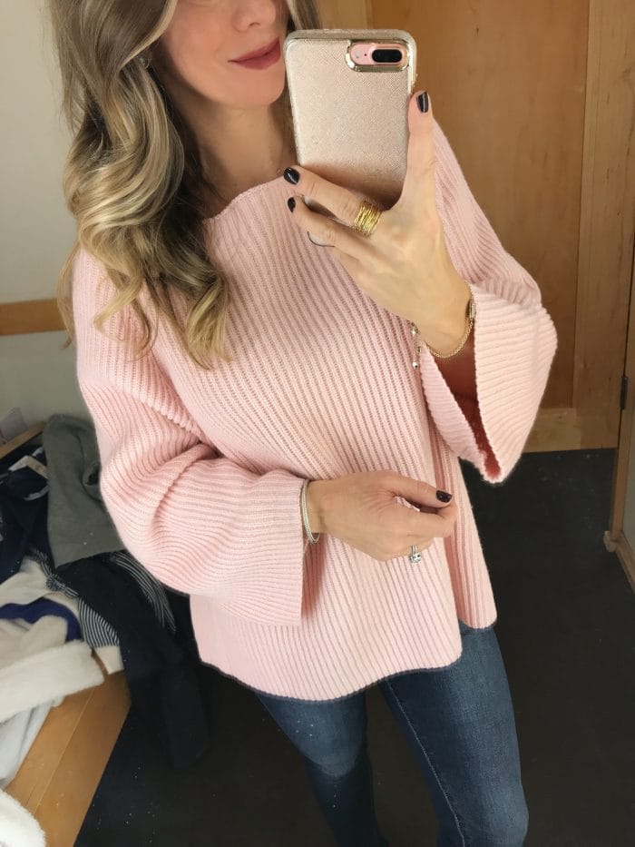 Loft pink cable knit sweater
