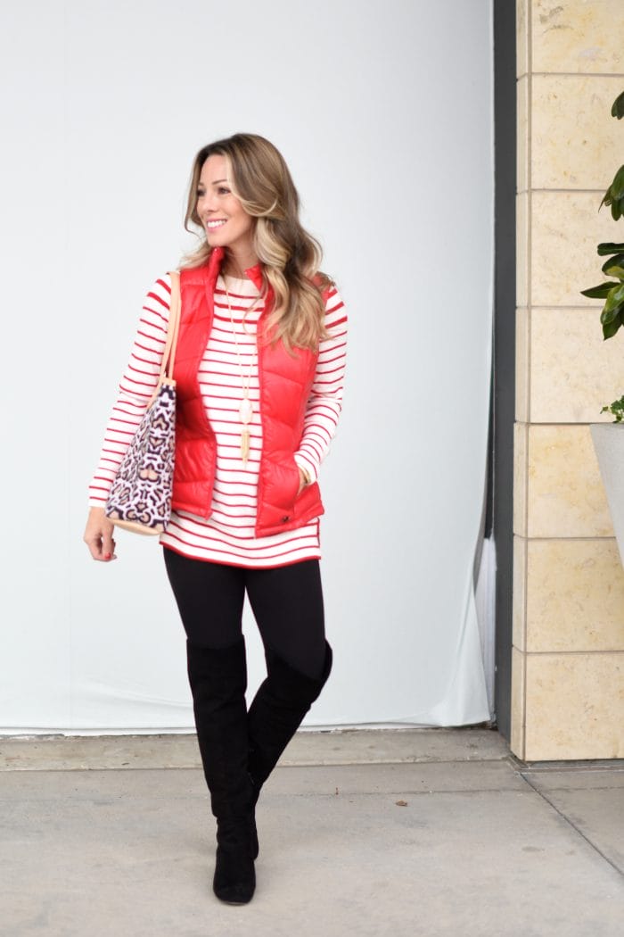 Red white stripe tunic and leggings