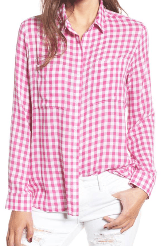 Gingham Button-Down Top