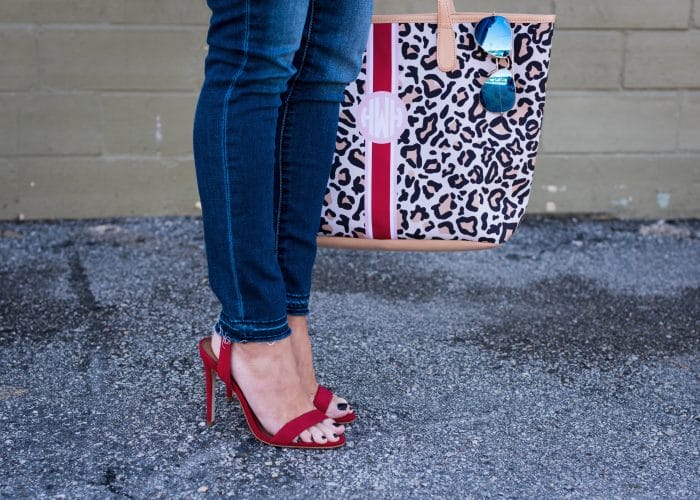 Leopard bag and red heels