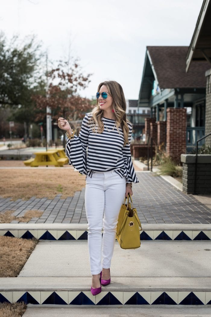 Daily Outfit Inspiration - white jeans and striped top