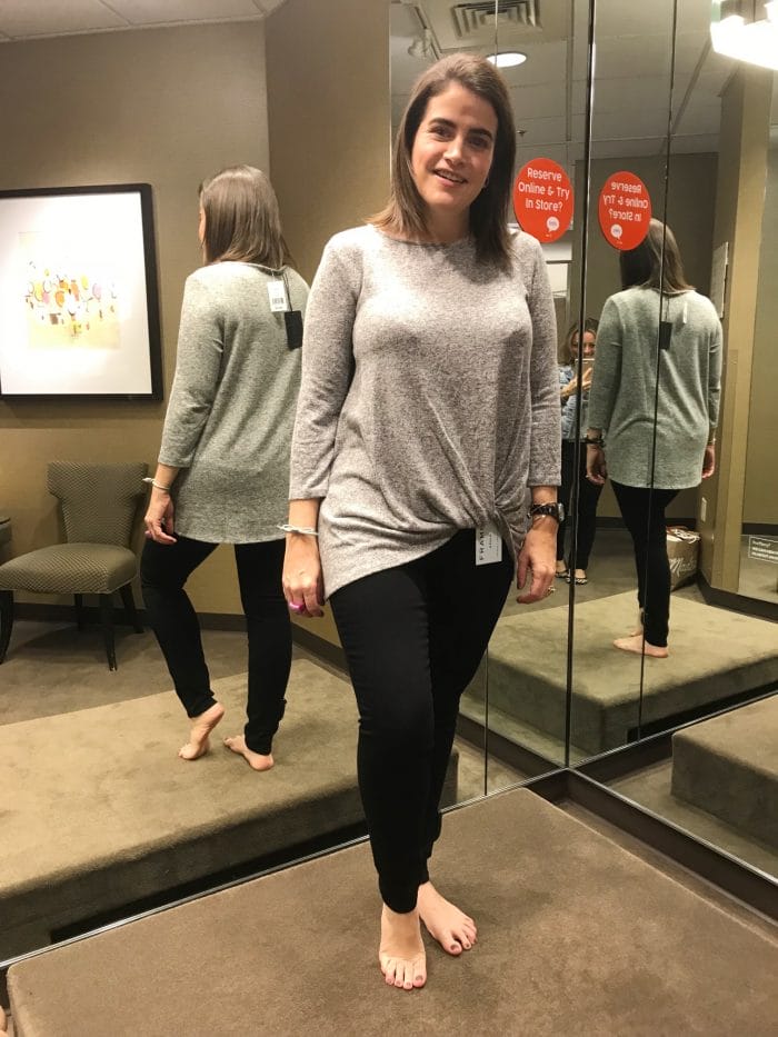 Grey twist front top and frame denim