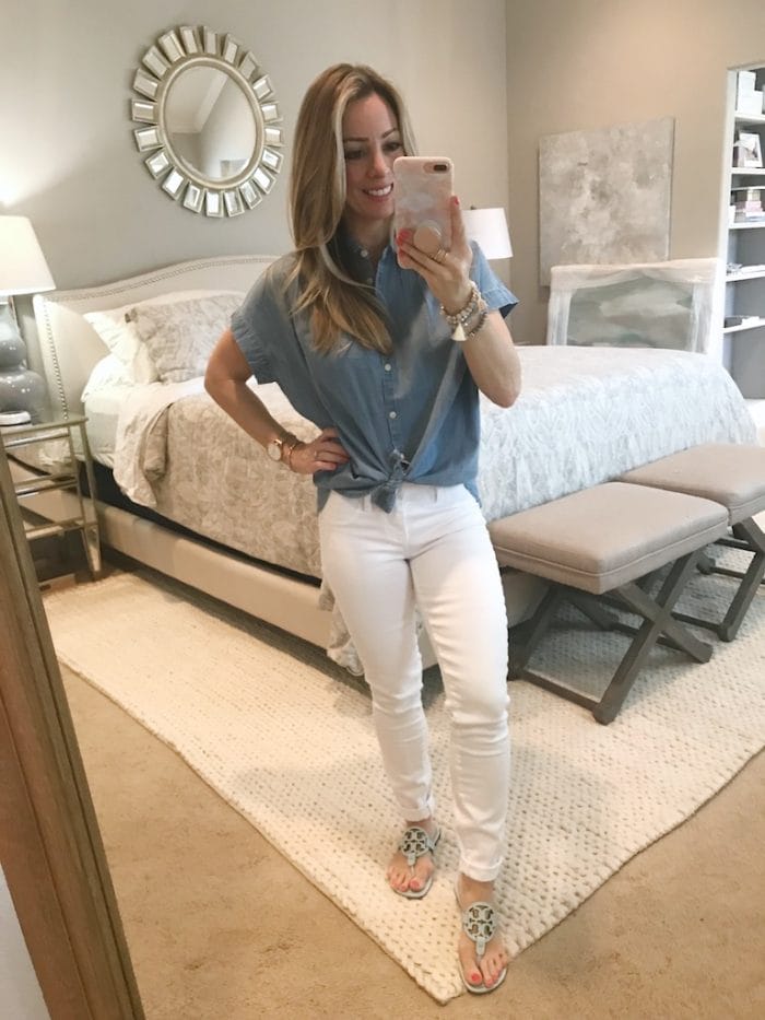 Paige Verdugo Ankle Skinny Jean with chambray top