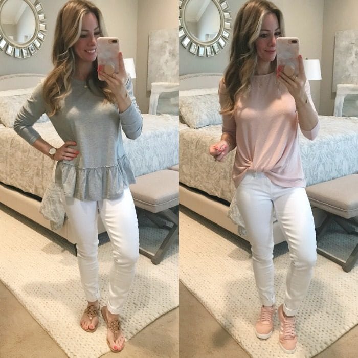 Paige white jeans casual tops