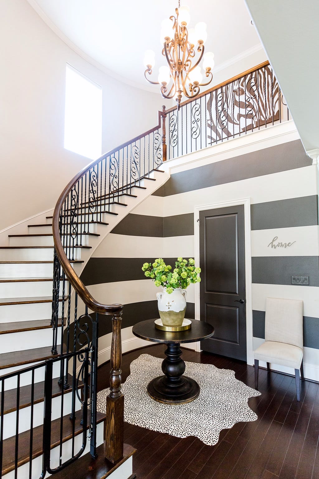 Spring Home Tour foyer with curved staircase
