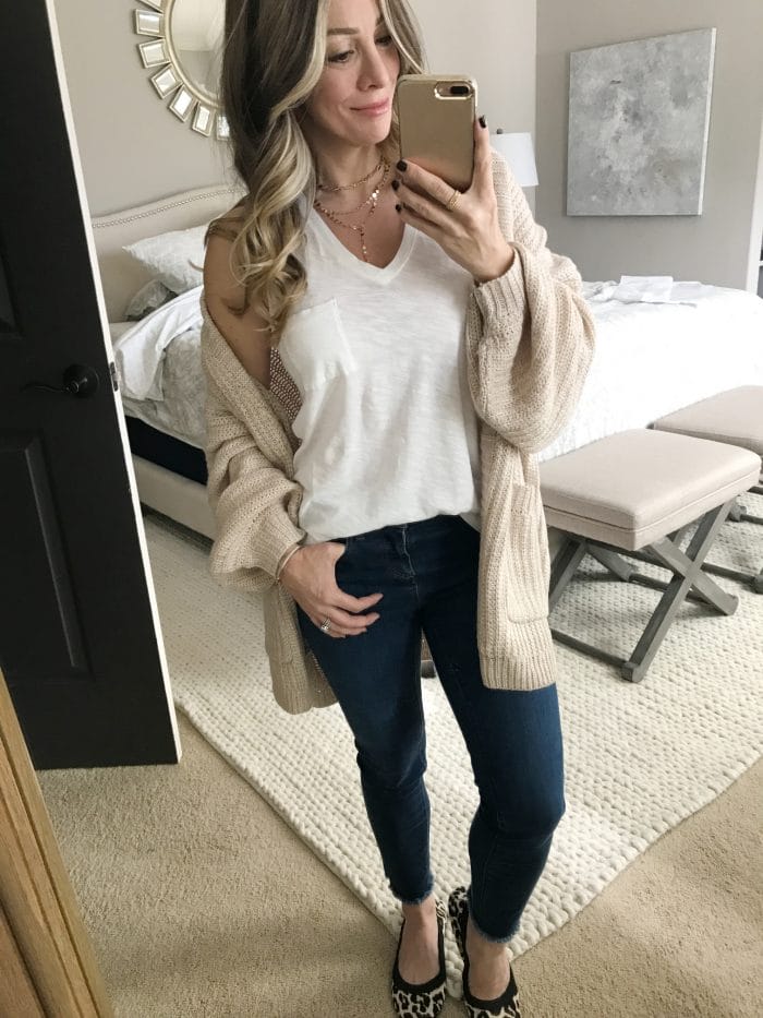cardigan and tank with jeans