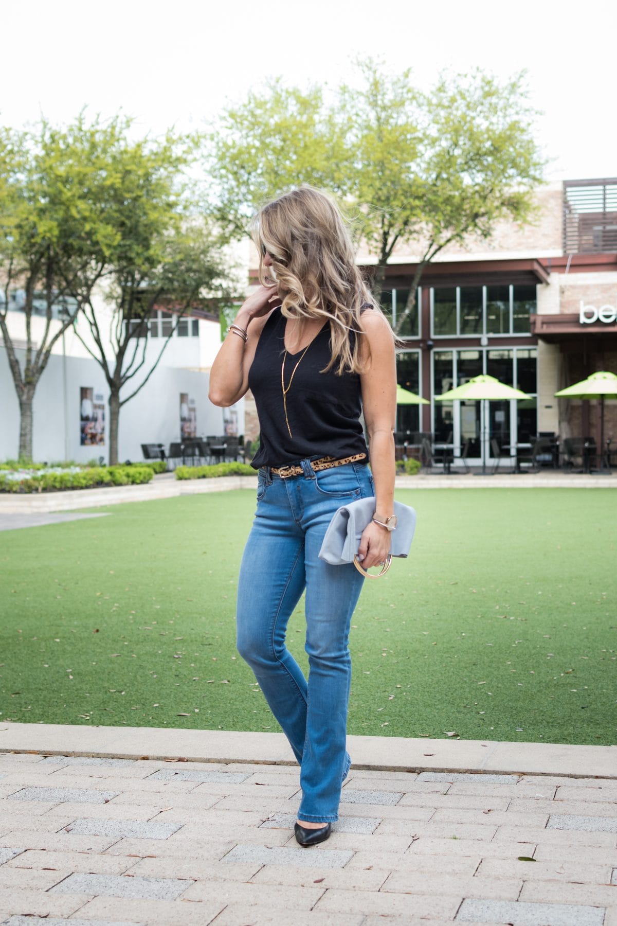 Bootcut Jeans with black tank-1-2