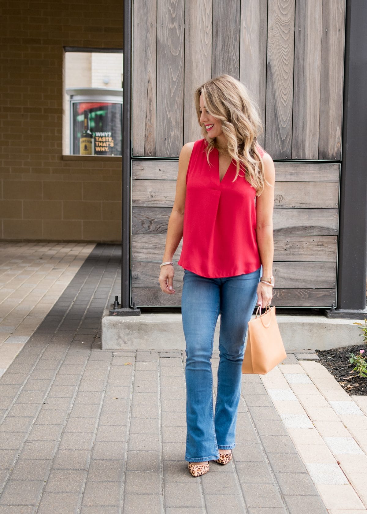 Bootcut Jeans with red swing tank -1