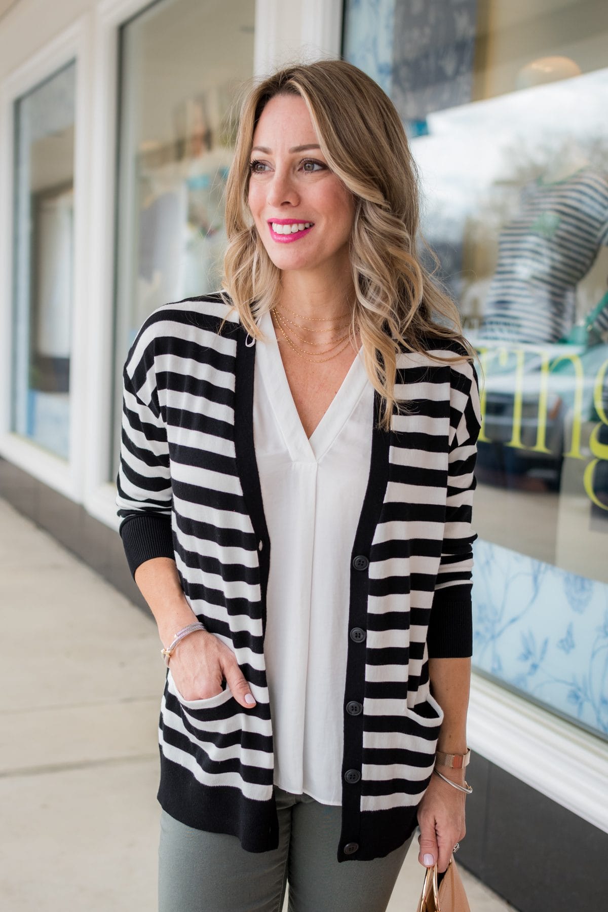 Skimmer Jeans and striped cardigan-1