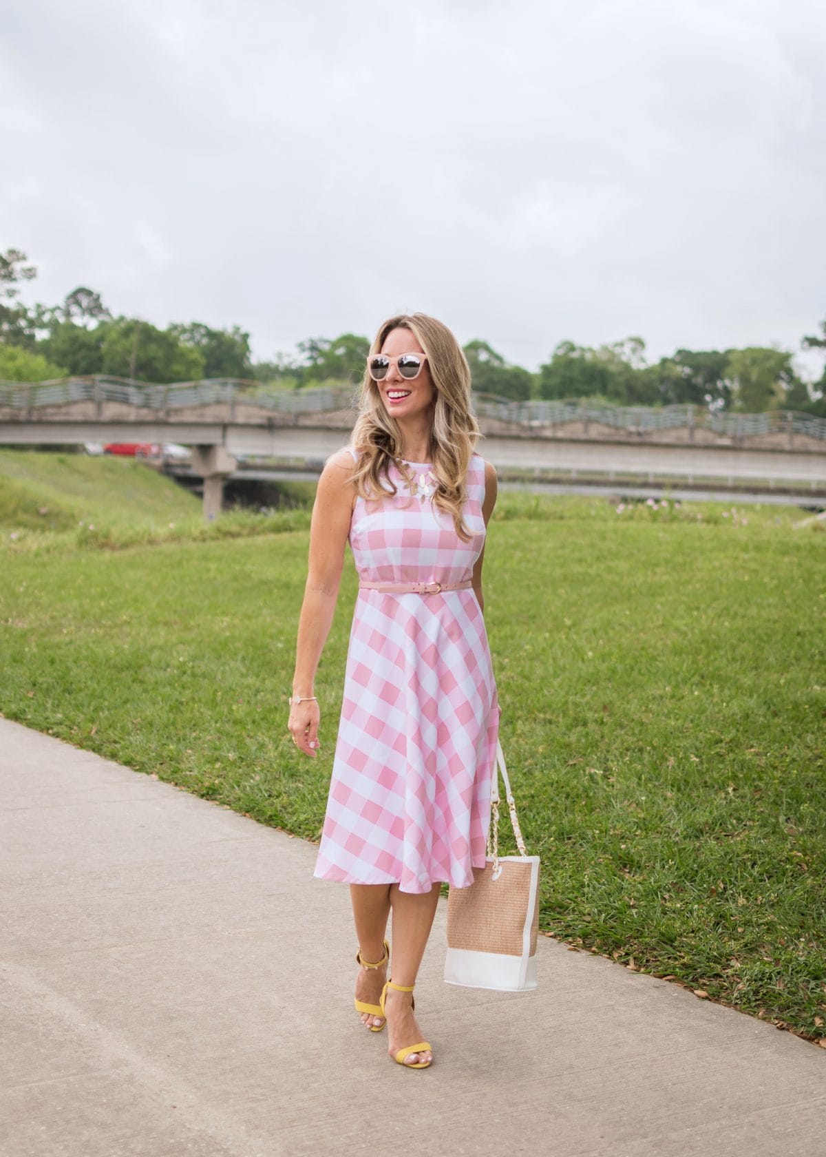 Spring fashion - pink and white gingham dress 4