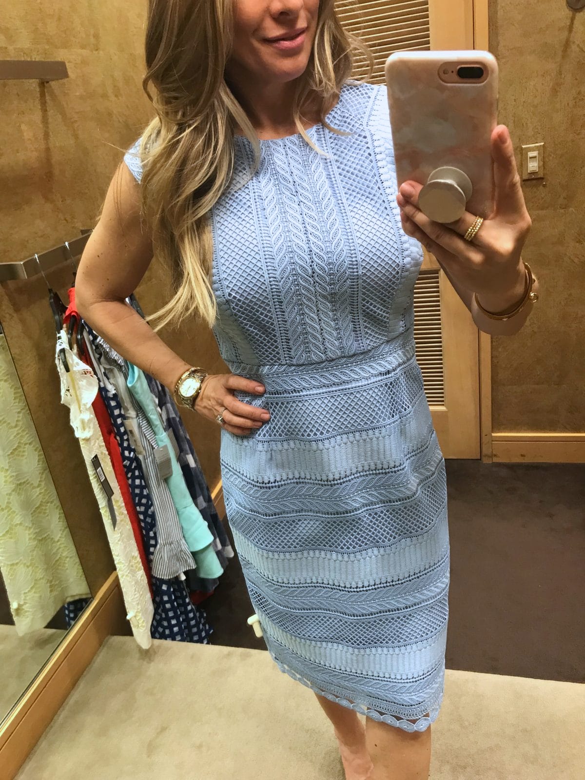 Dressing Room Fit and Review - blue crochet dress