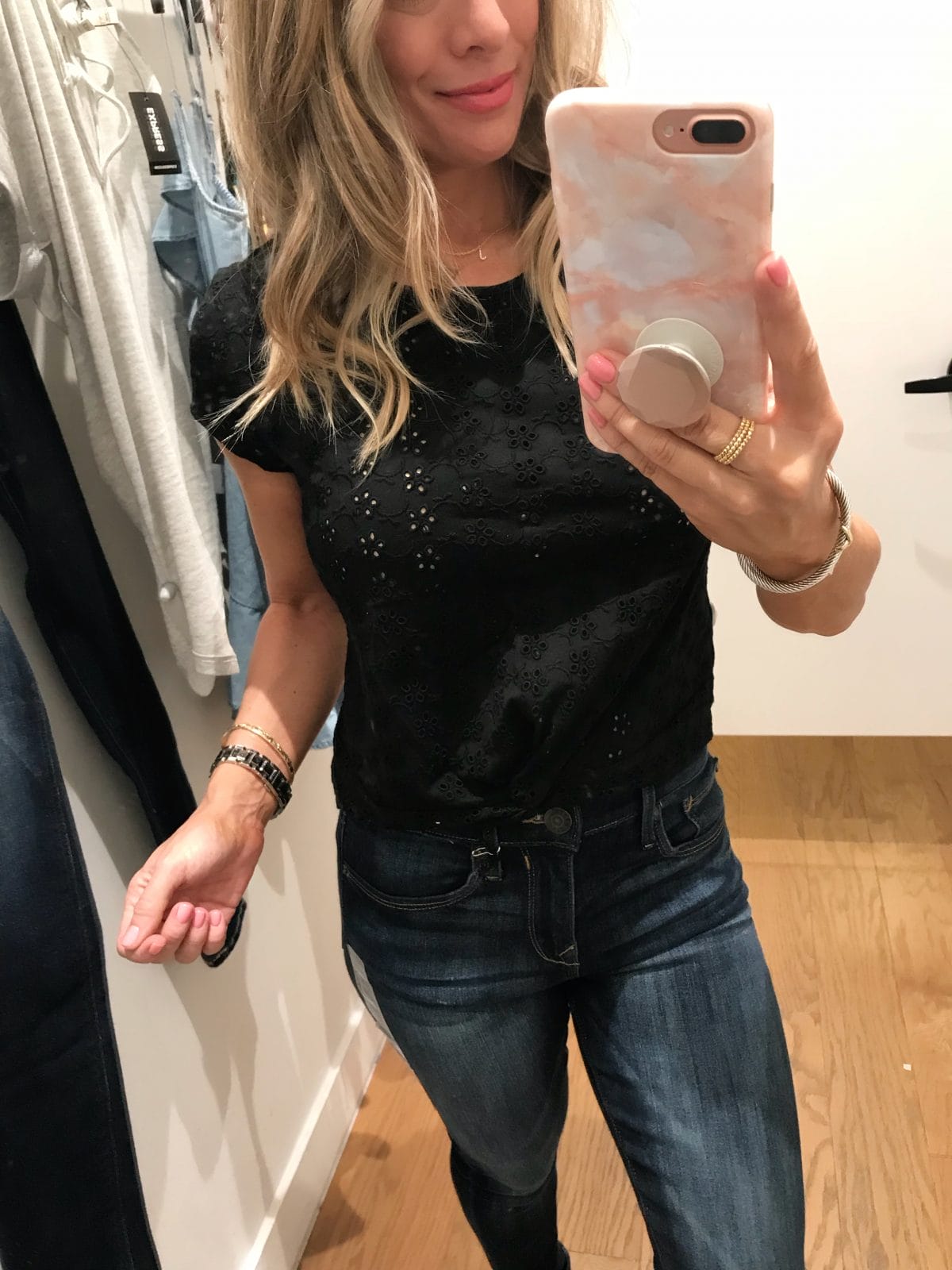 Dressing Room Fit and Review - black eyelet top