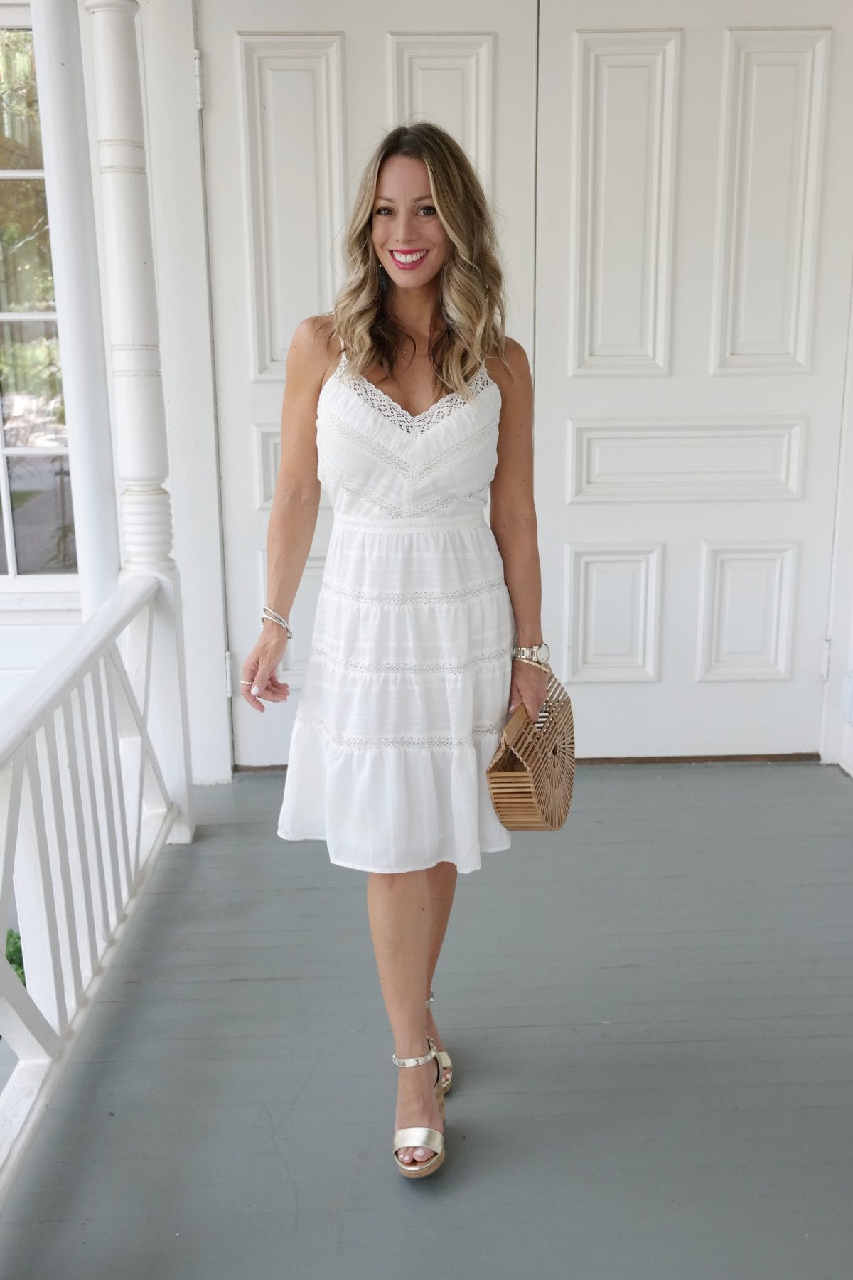 Spring and Summer outfit - white sundress and wedges