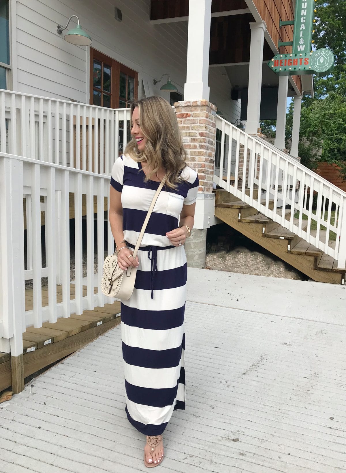 Spring and Summer fashion - striped drawstring maxi dress