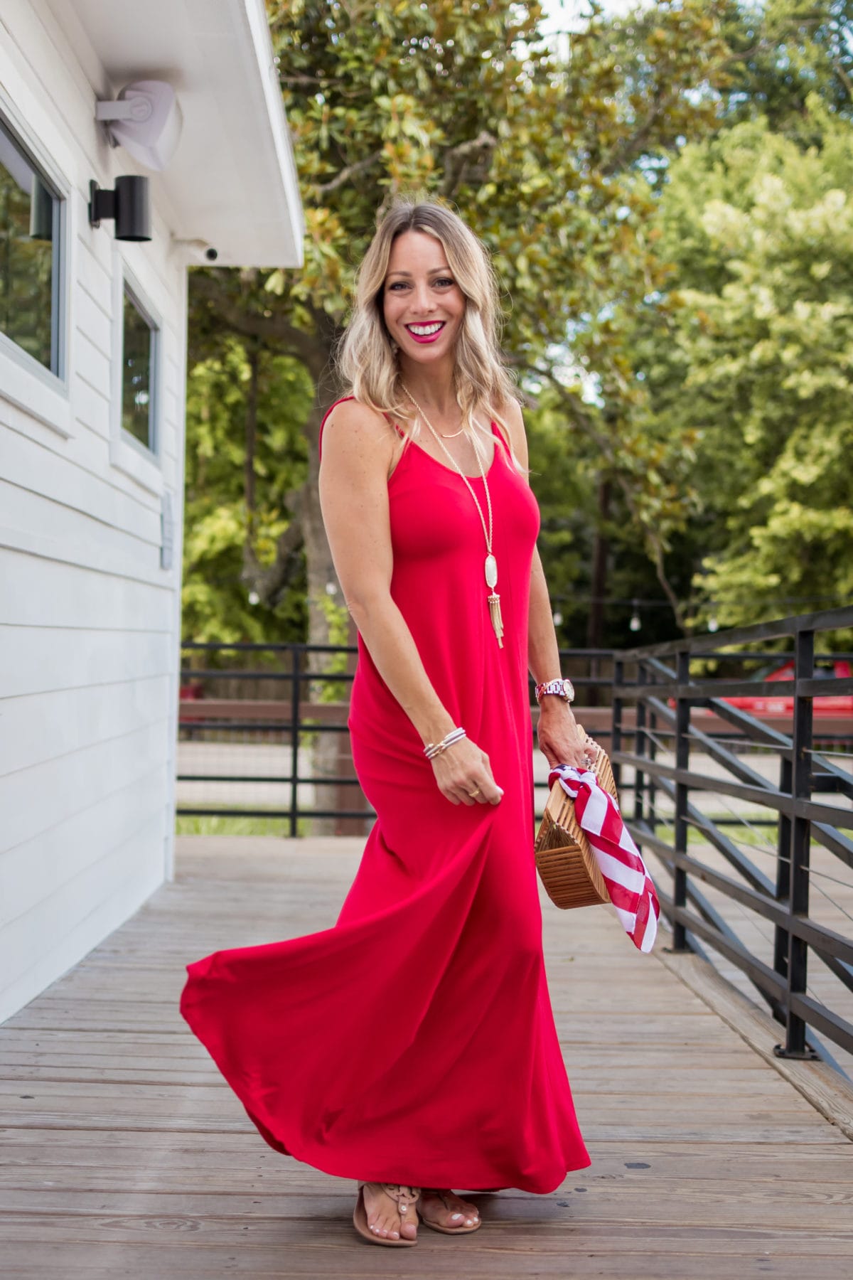 cute fourth of july outfit ideas maxi dress