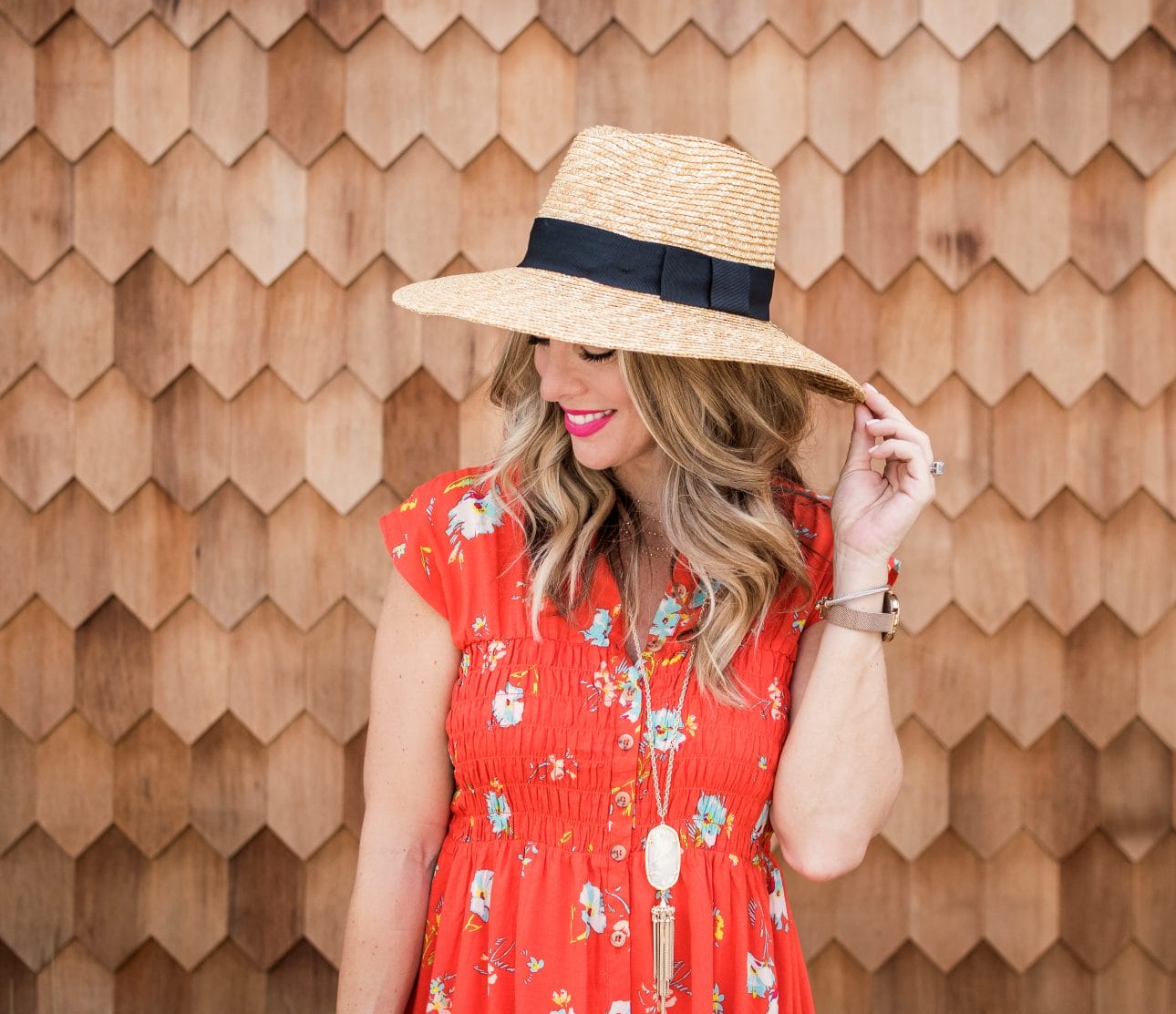 Cute summer dress and straw hat
