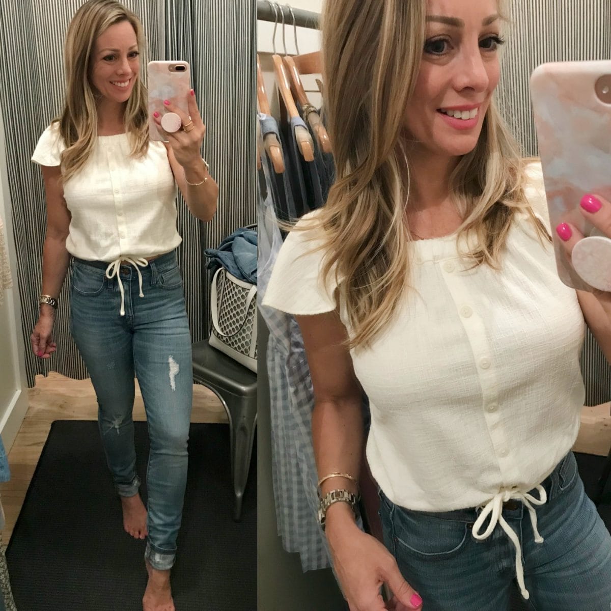 summer try-on haul Madewell distressed jeans