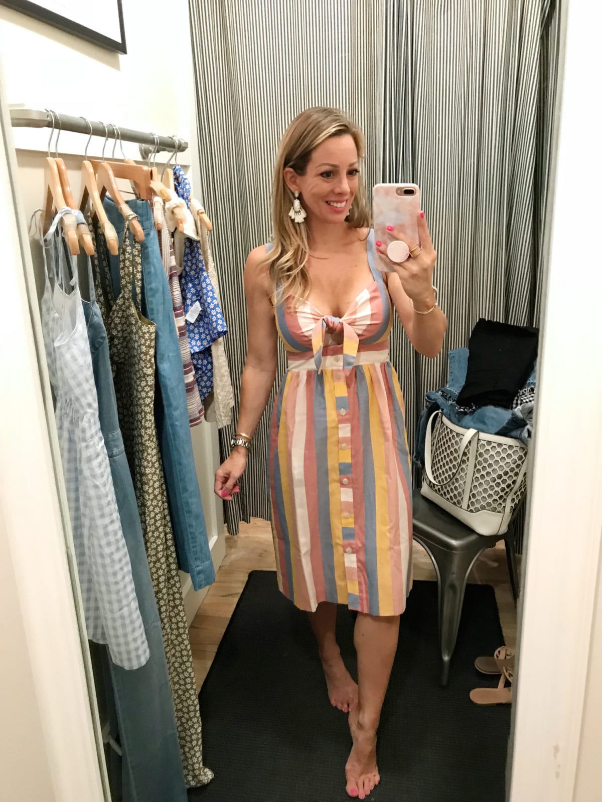 summer try-on haul Madewell striped dress