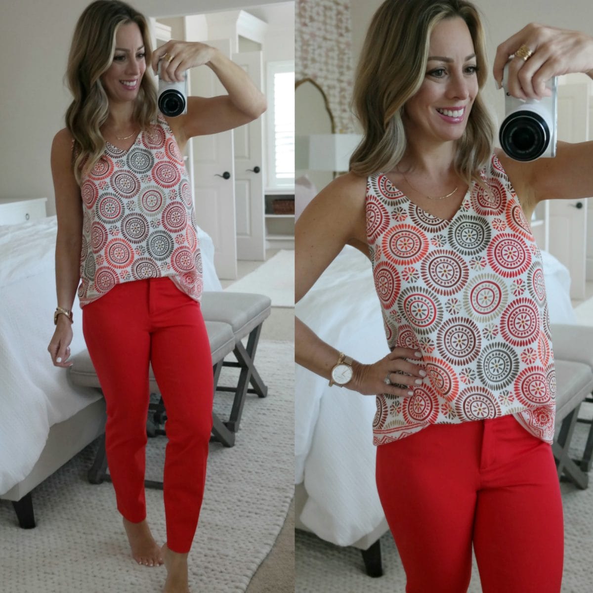 summer red pants