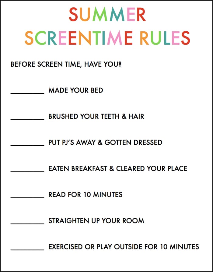 Summer Screentime Rules for Kids