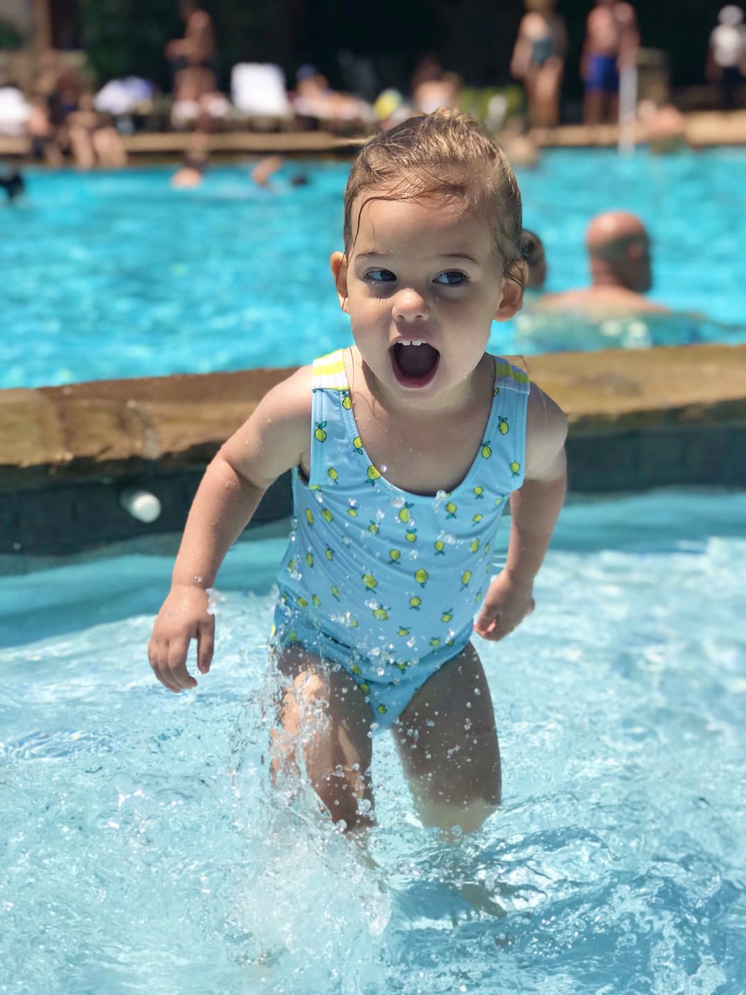 little girls lemon swimsuit