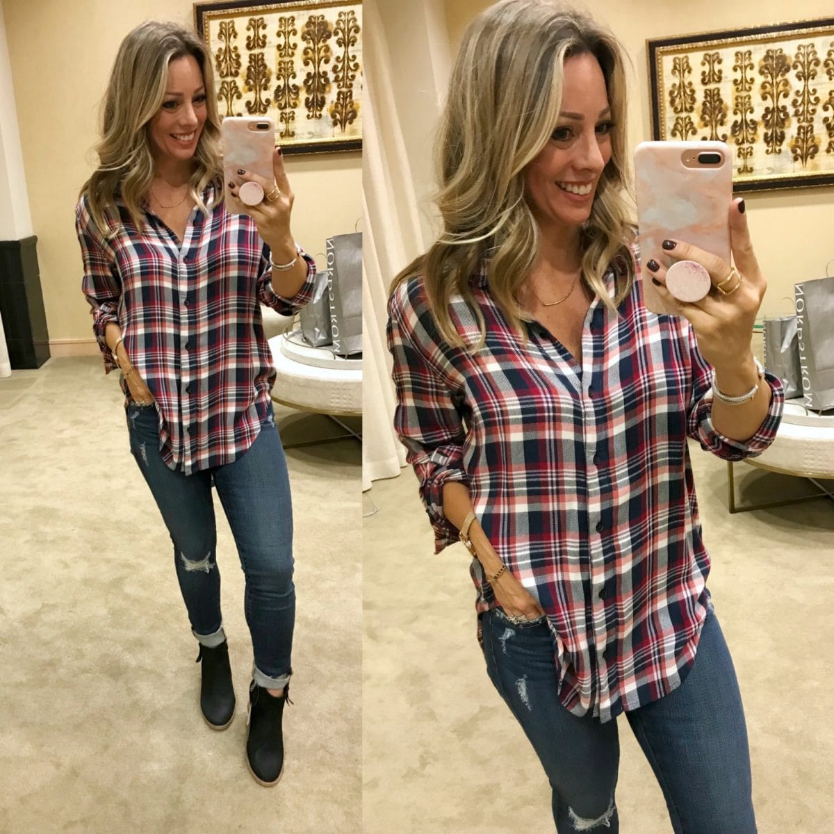Nordstrom Anniversary Sale try-on plaid shirt