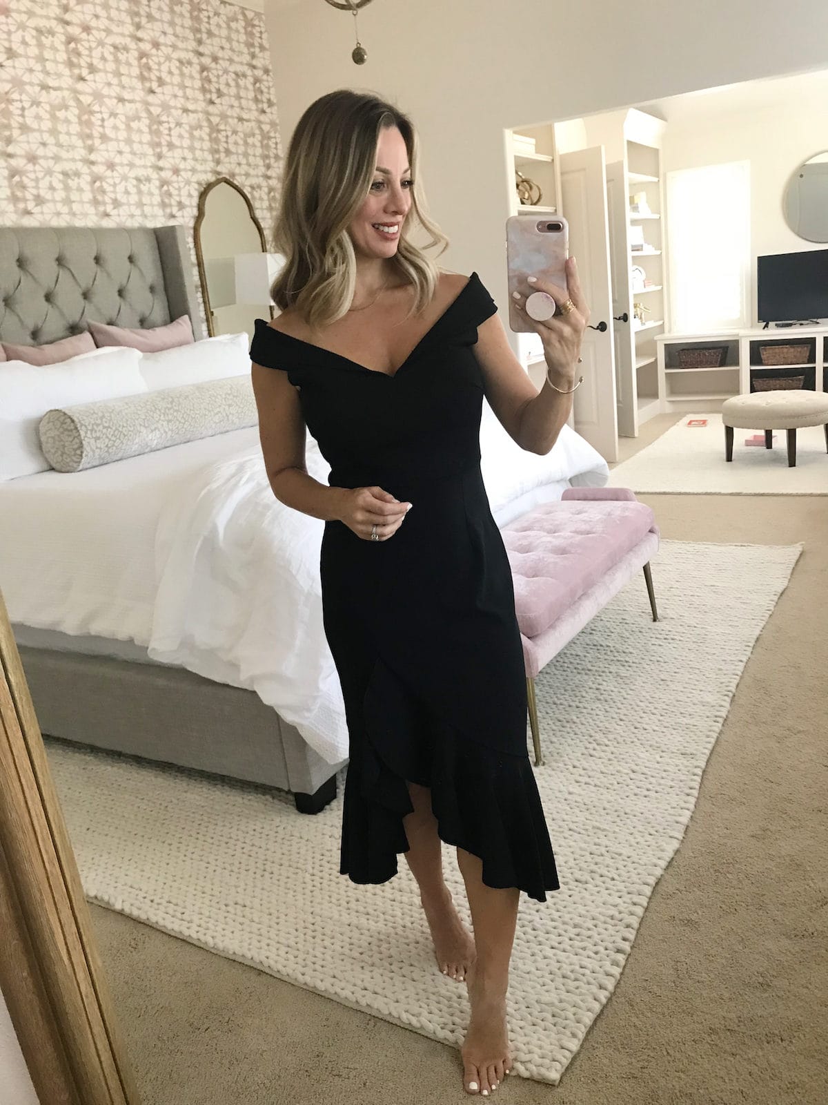 Amazon clothing haul off the shoulder wedding guest dress