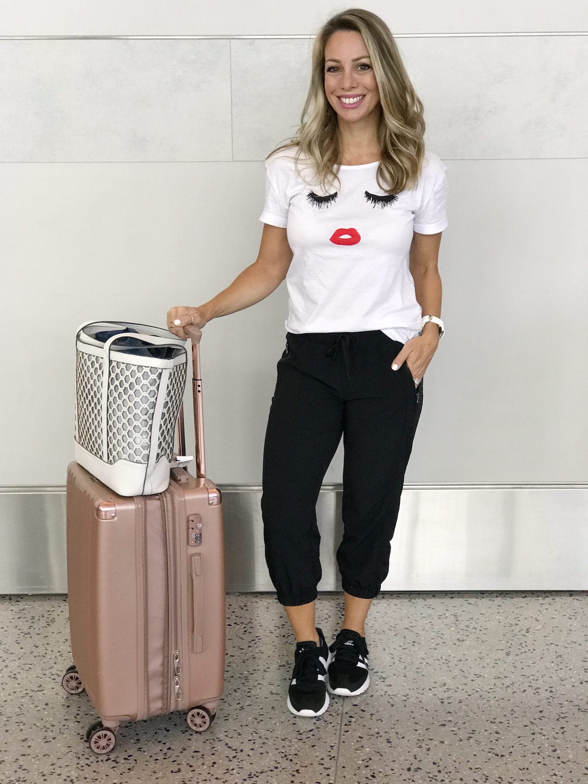 Amazon Fashion Prime Day Haul - Comfy travel outfit- crop joggers and eyelash tee