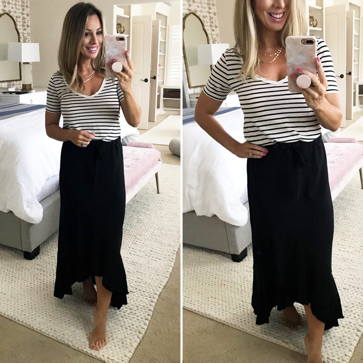 Maxi skirt and striped top