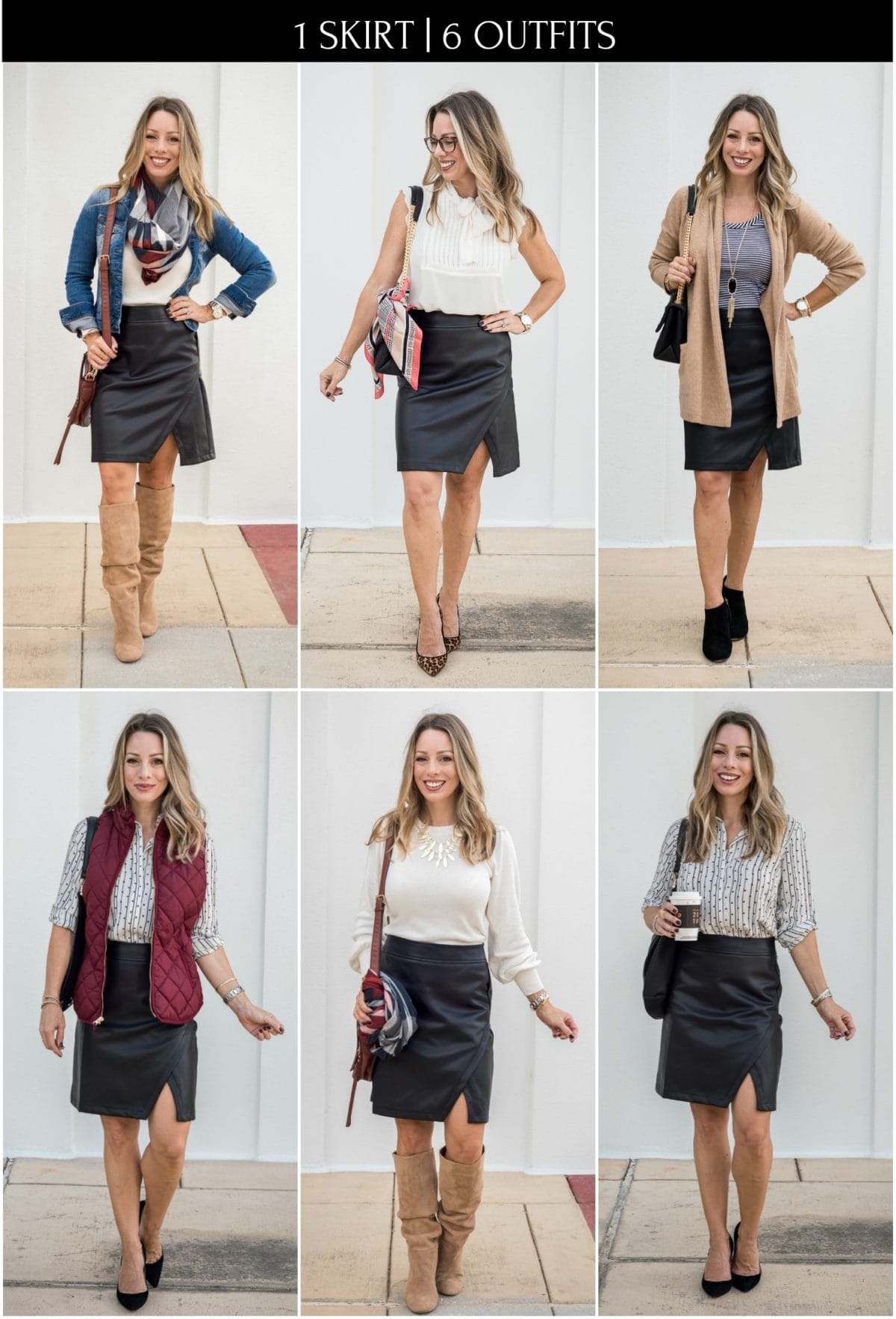 6 Black Leather Skirt Outfit Ideas For Fall - Honey We're Home