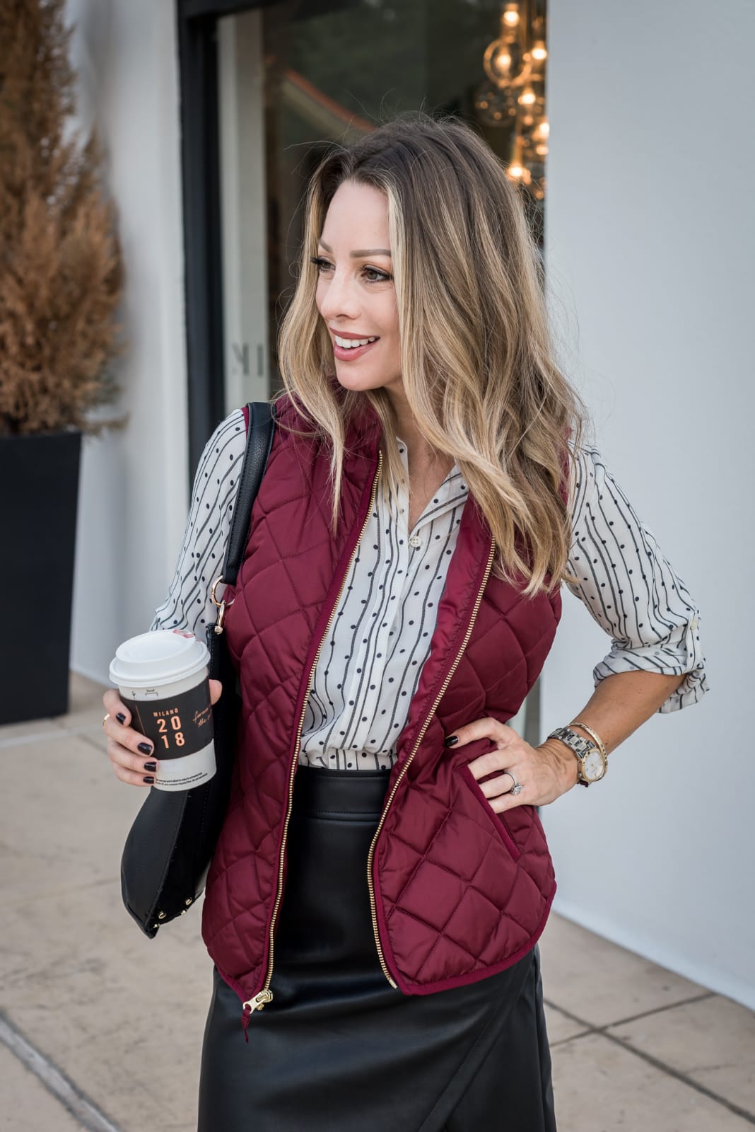 Burgundy tie clearance leather skirt