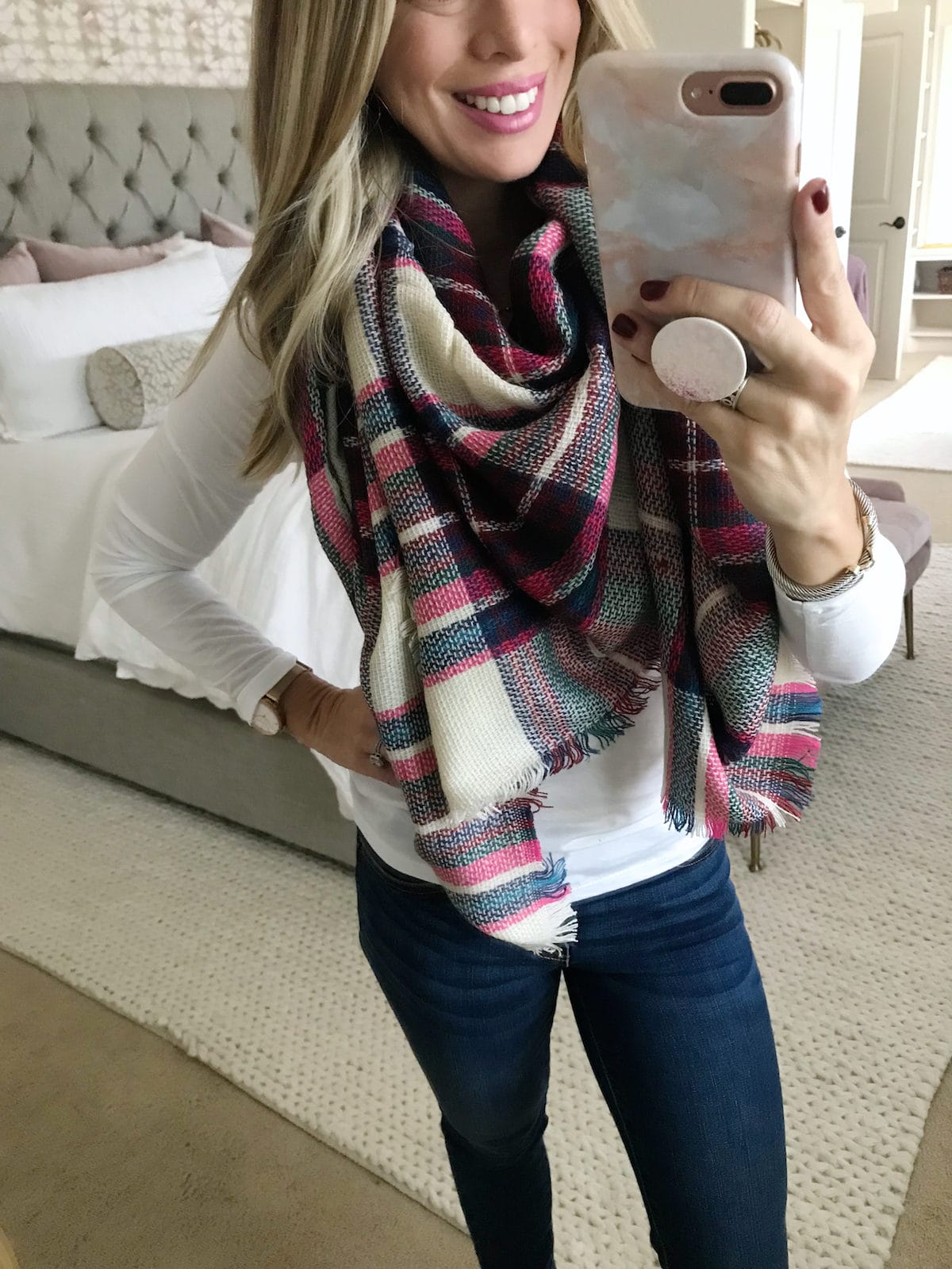 Amazon Fashion Haul pink plaid scarf