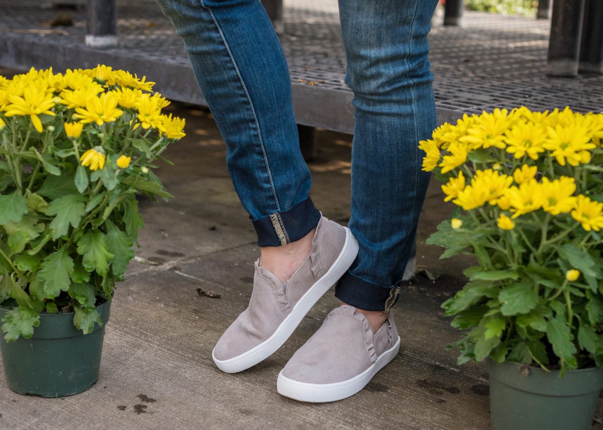Comfy slip on sneakers with ruffles
