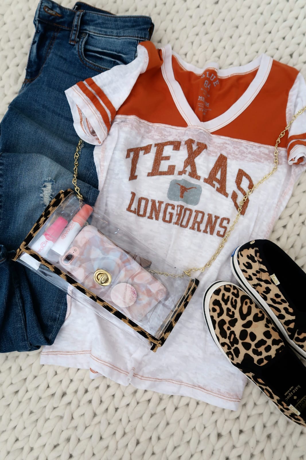 Cute Game Day outfit with stadium approved clear bag
