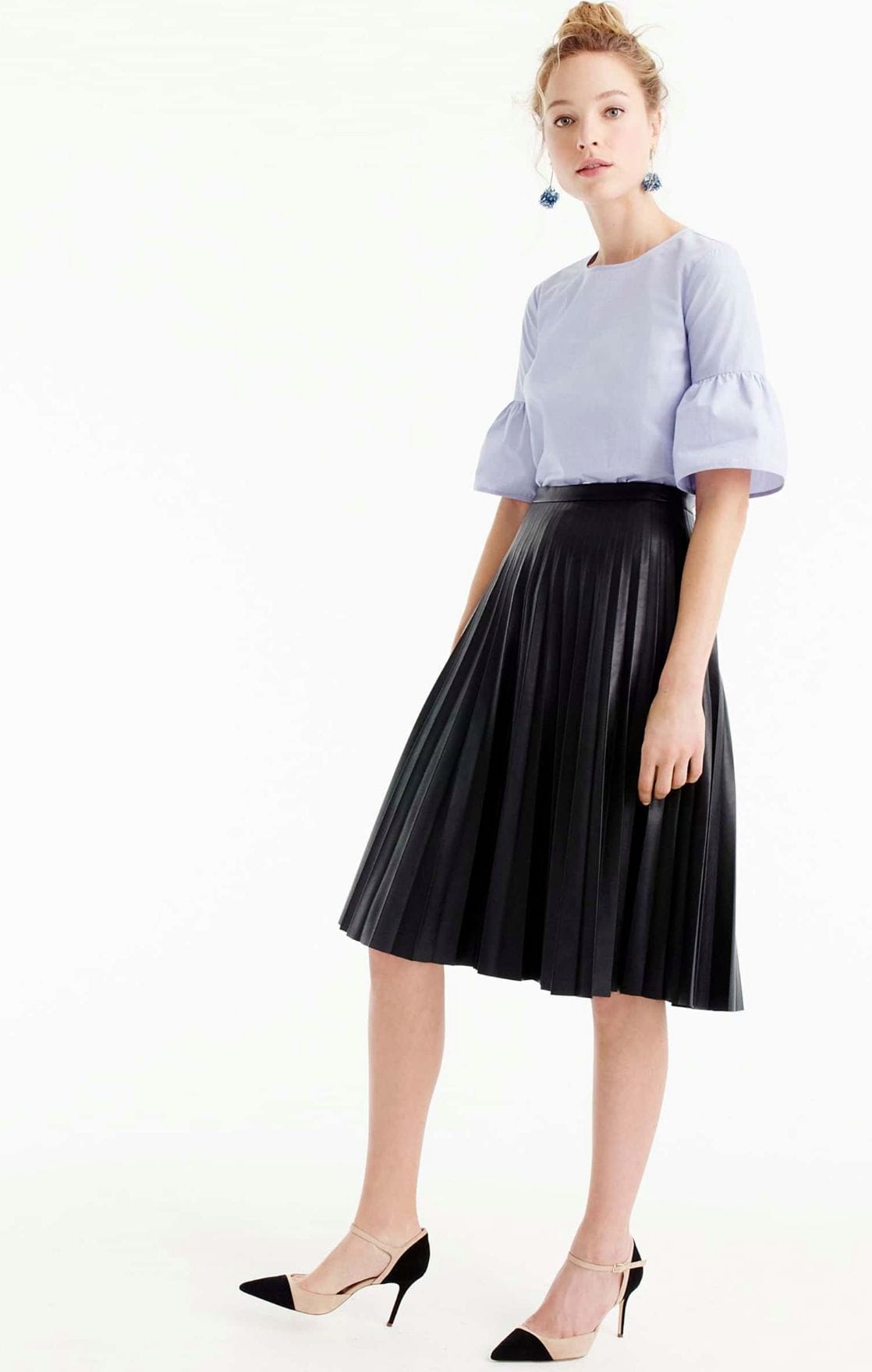 pleated faux leather skirt
