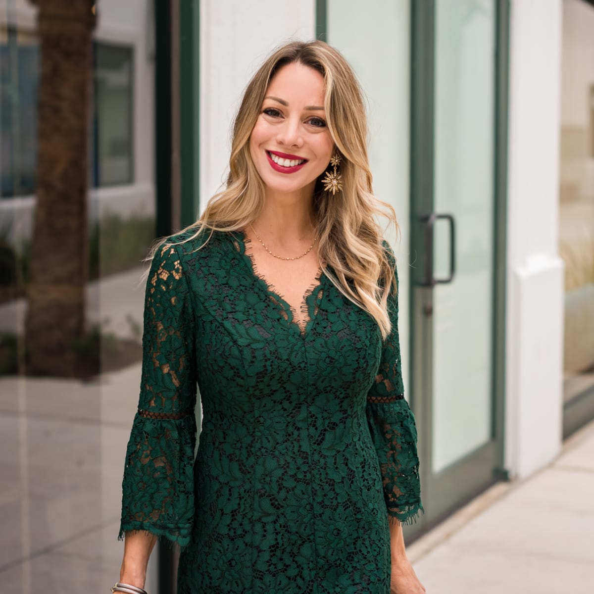 Green lace holiday clearance dress