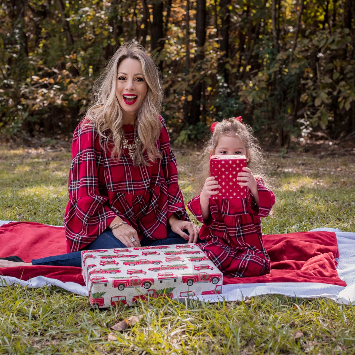 Mother Daughter Christmas Outfits red plaid.1