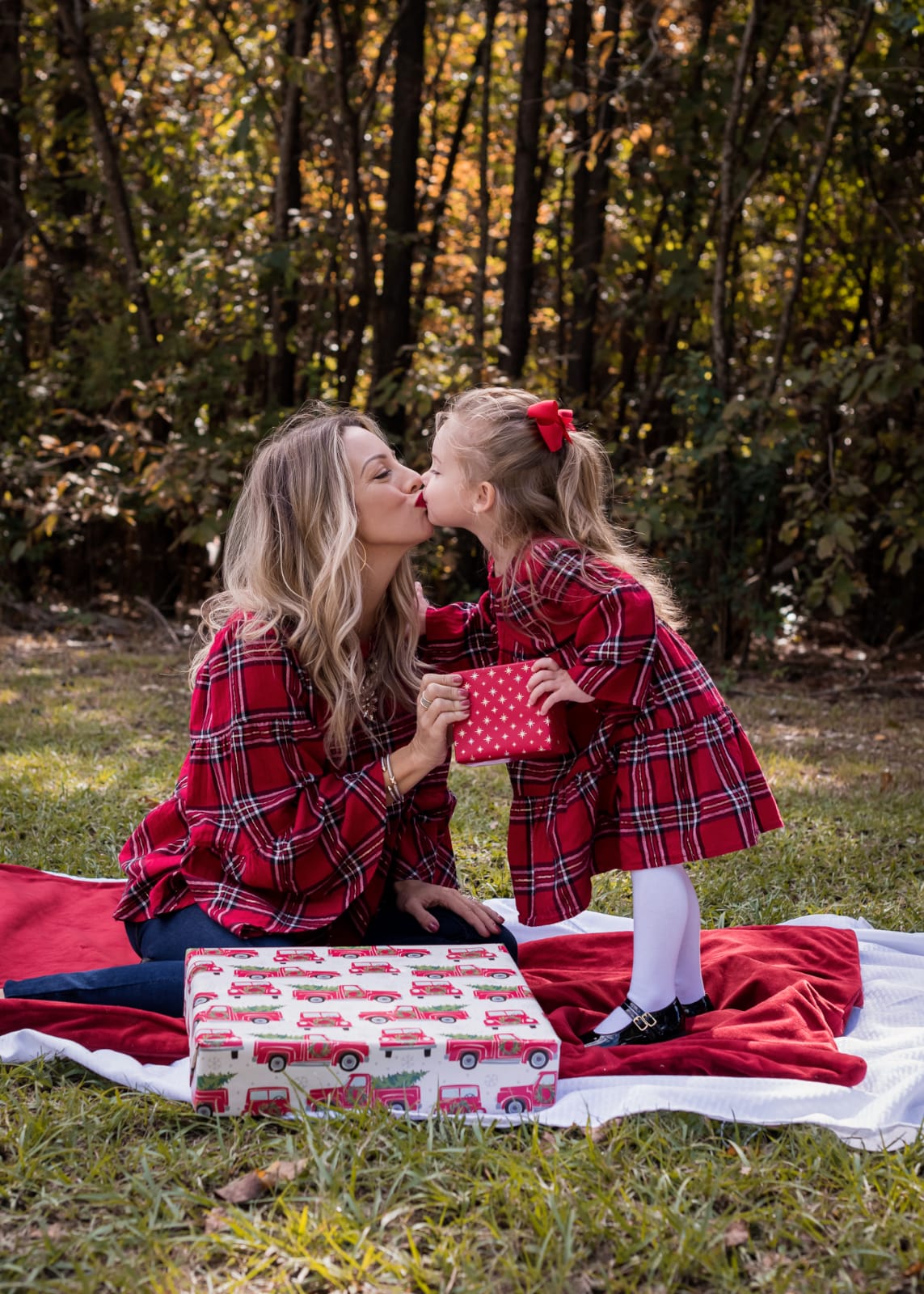 Mother Daughter Christmas Outfits red plaid.3