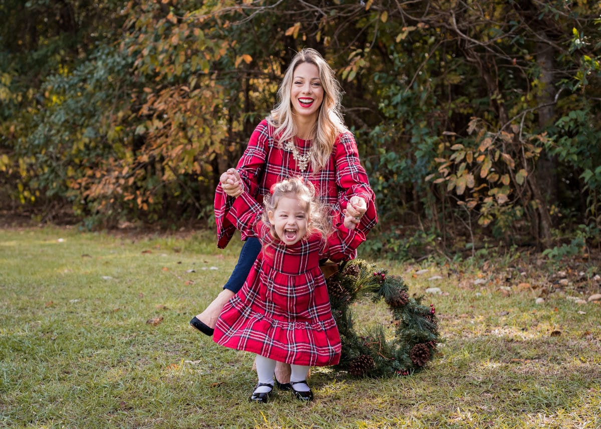 Mother Daughter Christmas outfits red plaid
