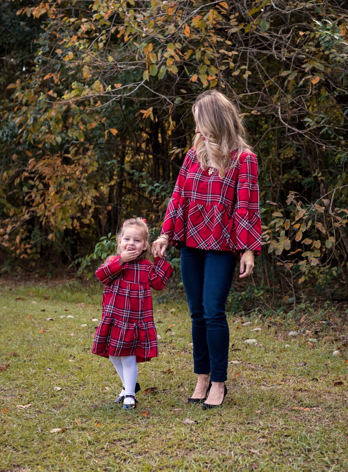 Mother Daughter Christmas outfits red plaid (5)
