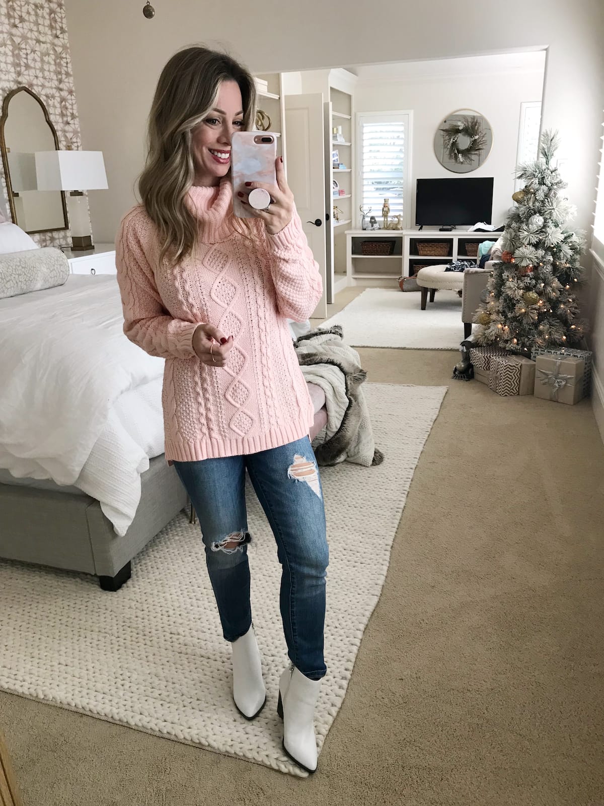 Amazon Fashion Haul - jeans and pink sweater