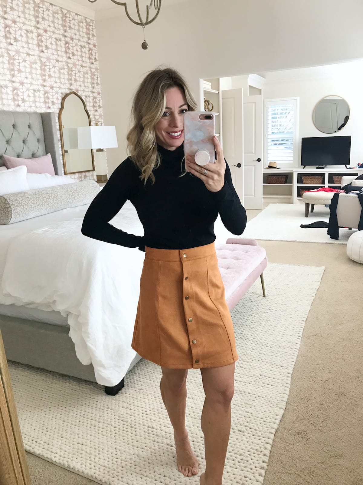 Amazon Fashion Try On -faux suede skirt