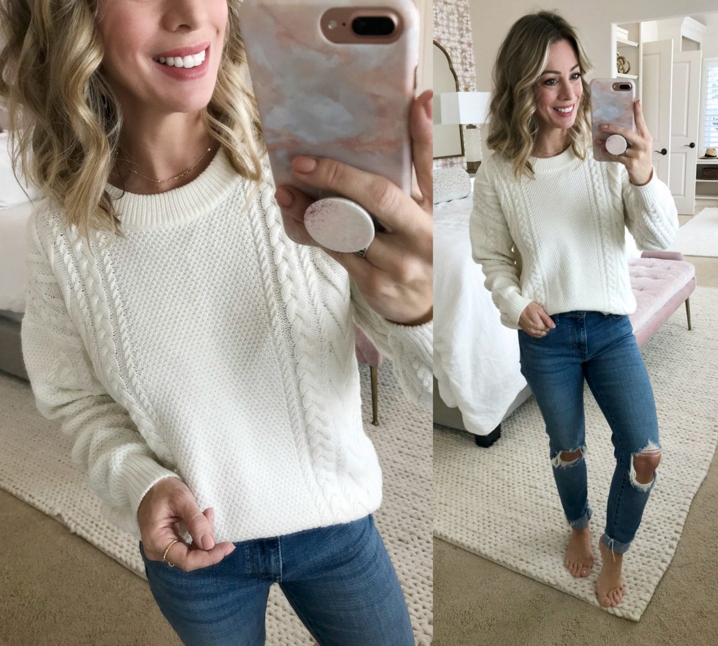 Amazon Fashion Try On - white sweater