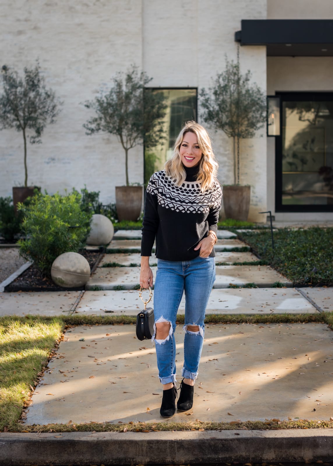 Winter outfit - black fair isle sweater