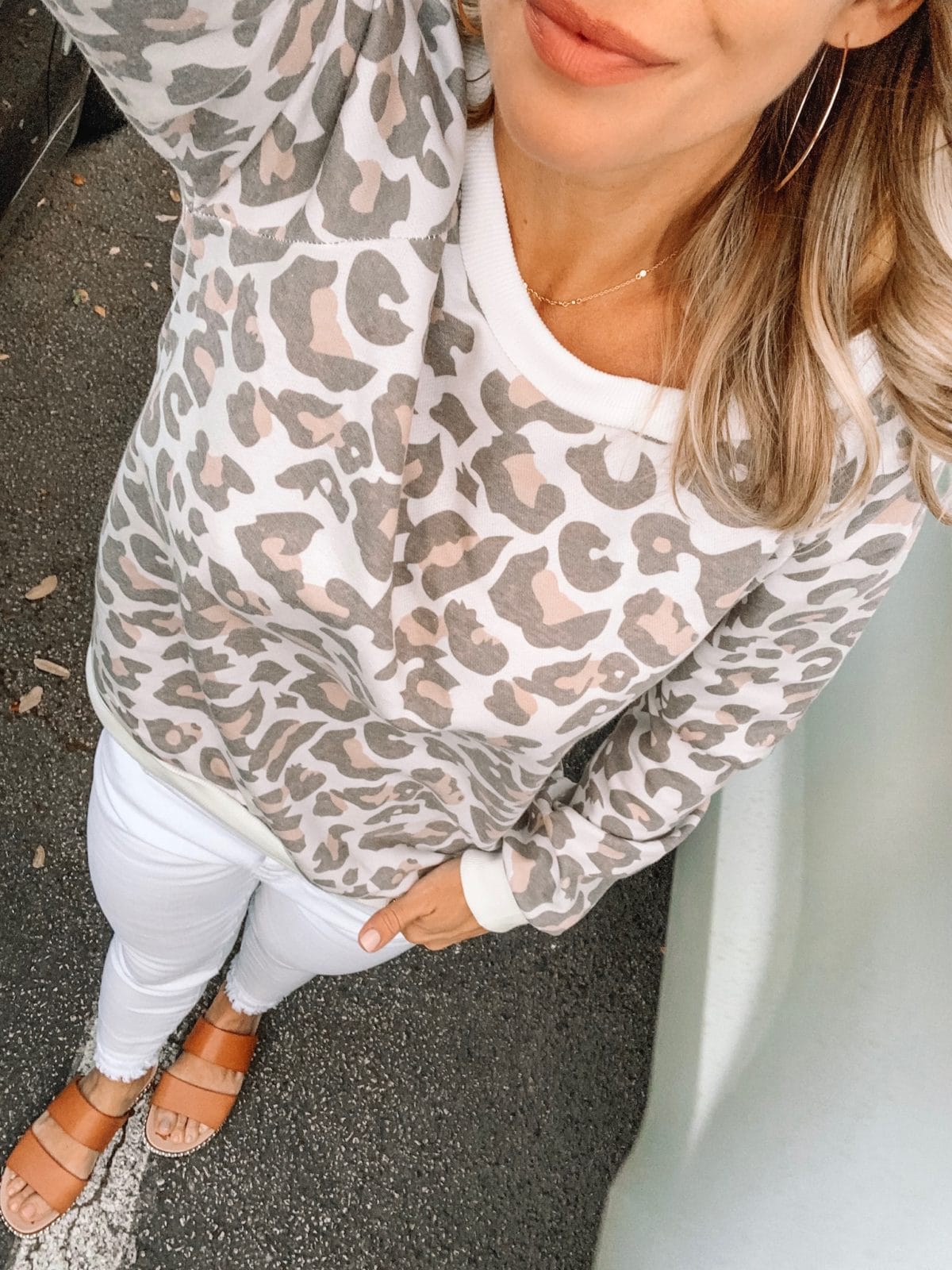 Amazon Fashion Prime Day Haul - Leopard pullover with white jeans