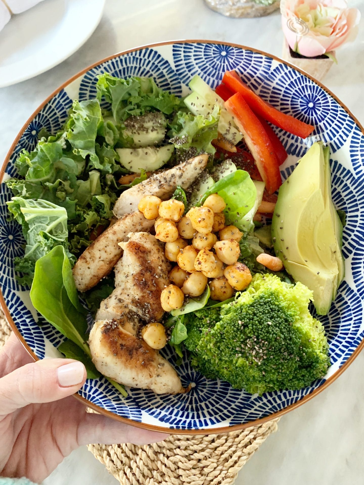 Chicken salad with spiced chickpeas