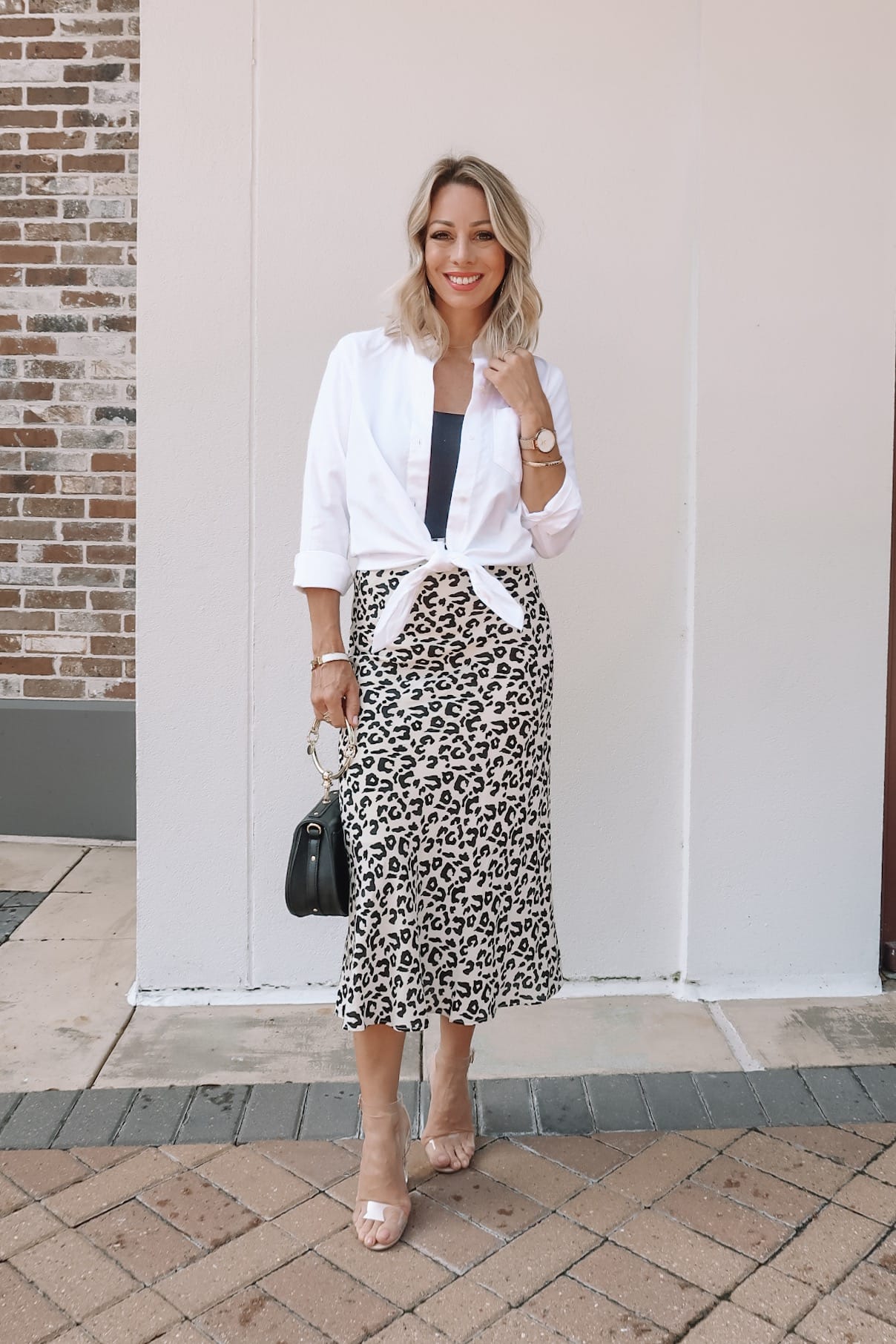 Leopard skirt white outlet shirt