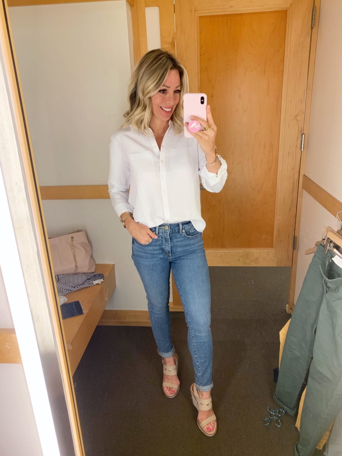 Modern Soft Skinny Cropped Jeans and white button down top