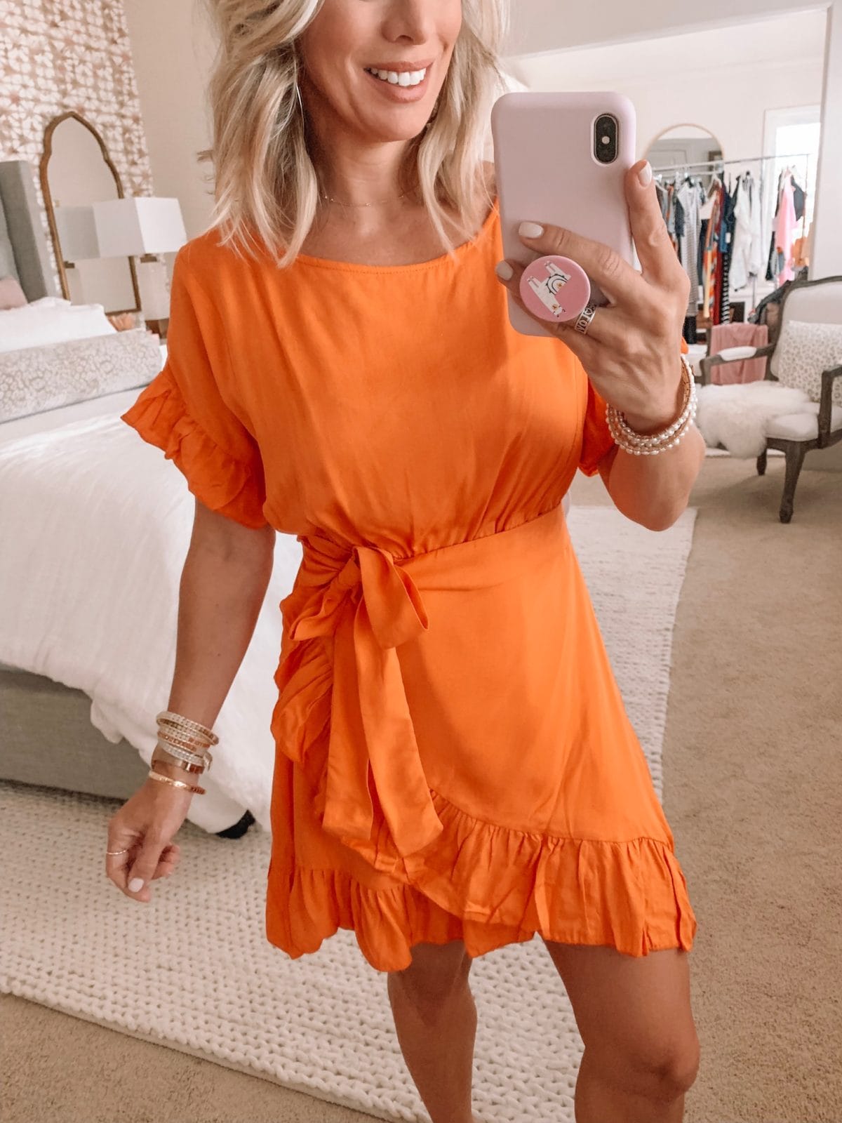 Amazon Fashion Haul - Orange wrap dress